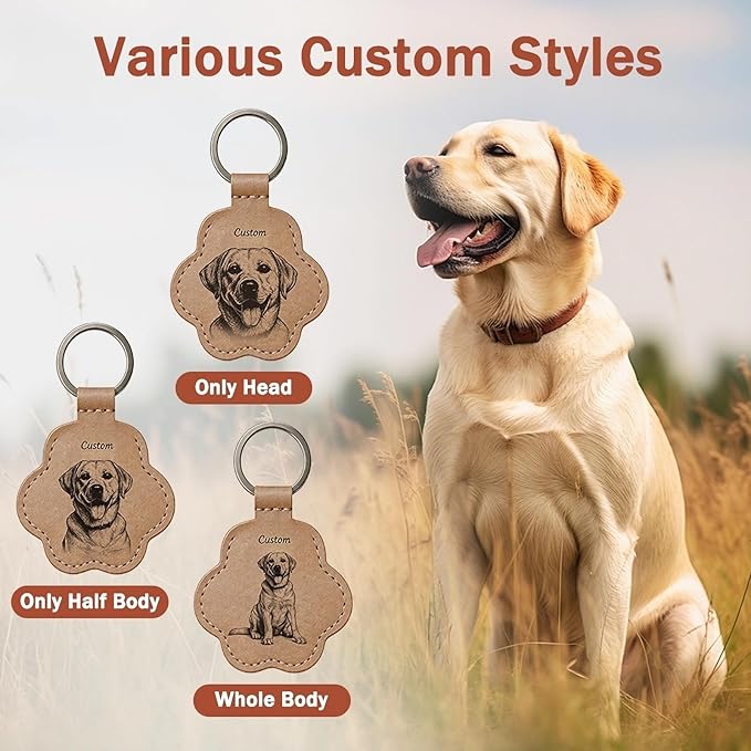 Personalized Leather Paw Pet Memorial Keychain - Image 4