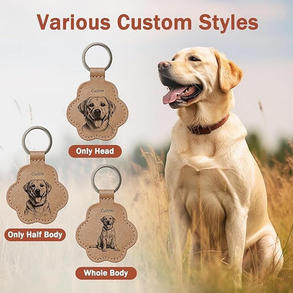 Personalized Leather Paw Pet Memorial Keychain - Image 4