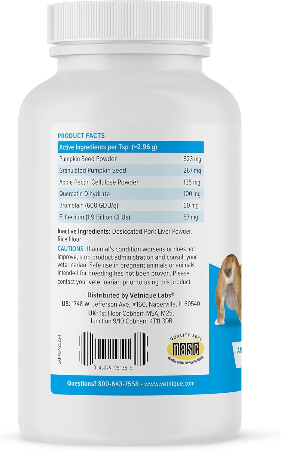 Vetnique Labs Glandex Dog Fiber Supplement Powder for Anal Glands with Pumpkin, Digestive Enzymes & Dog Probiotics for Digestive Health - Vet Recommended - Boot The Scoot (Pork Liver, 4.0oz Powder)