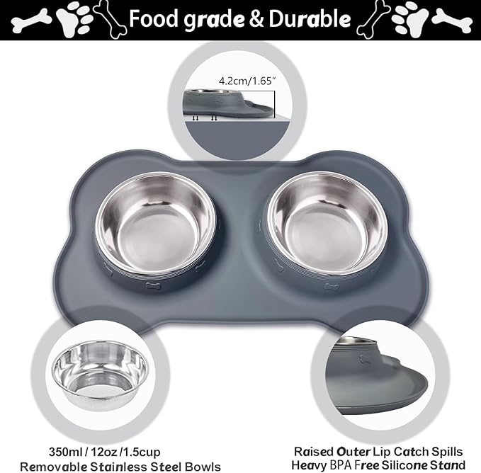 AsFrost Dog Food Bowls Stainless Steel Dog Food and Water Bowl Set, Dog Dishes - Image 3
