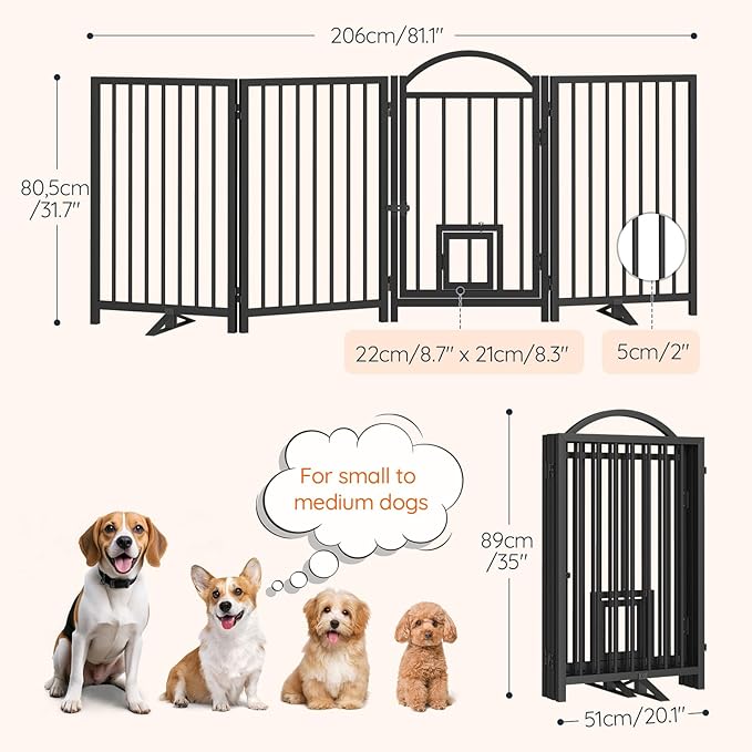 HOOBRO 4 Panel Freestanding Dog Gate - Image 2