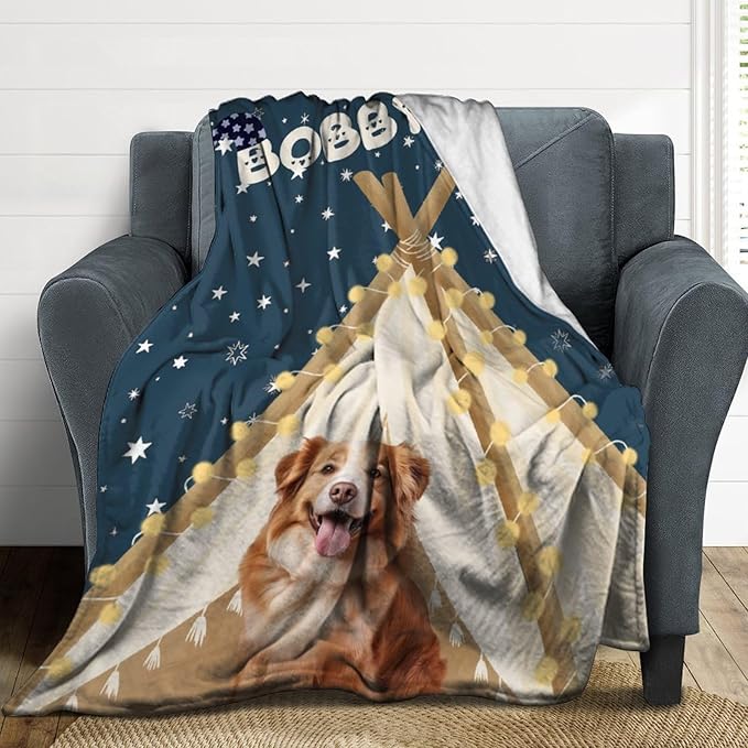 Personalized Dog Blanket with Name Customized Paw Prints Pet Blanket Loss - Image 4