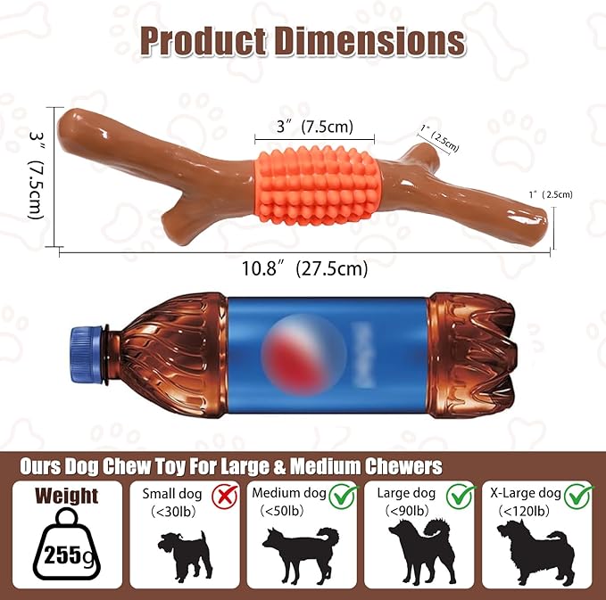 SCHITEC Dog Chew Toy for Aggressive Chewers, Tough Big Nylon & Rubber Teething - Image 7