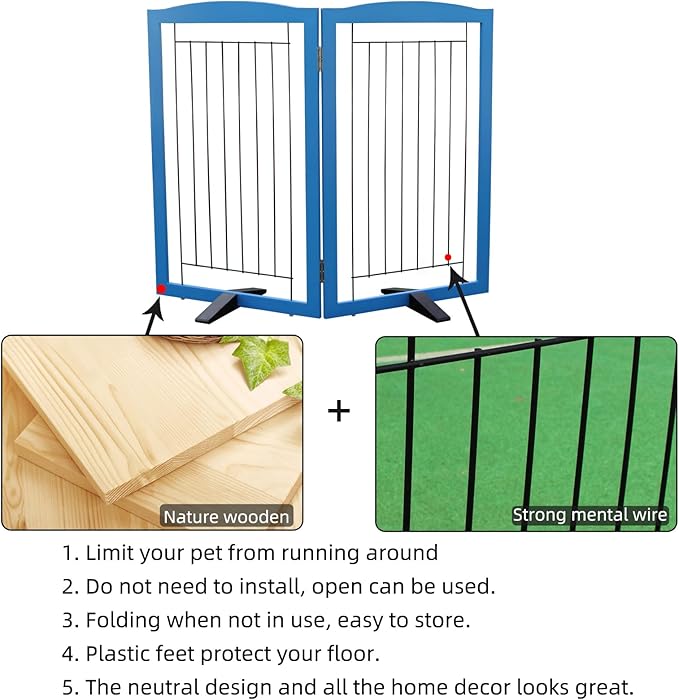 ZJSF Freestanding Dog Fence Indoor, Foldable Dog Gate - Image 6