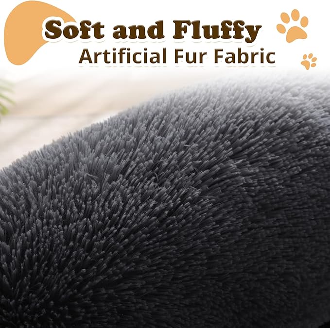 JOLLYVOGUE Dog Bed, Calming Anti-Anxiety Large Dog Bed, Fluffy Donut Cushion - Image 3