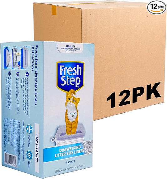 Fresh Step Drawstring Cat Litter Box Liners Unscented Heavy Duty Kitty Litter by FreshStep