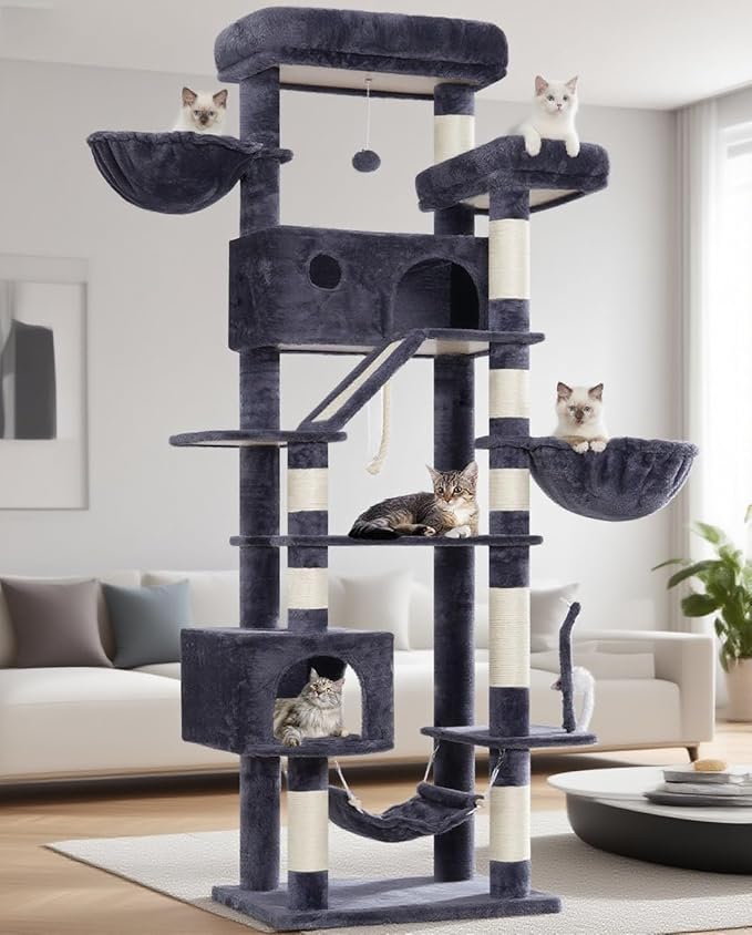Gitelsnour Cat Tree for Large Cats, 78.7" Tall Cat Tower for Indoor Cats by Gitelnour