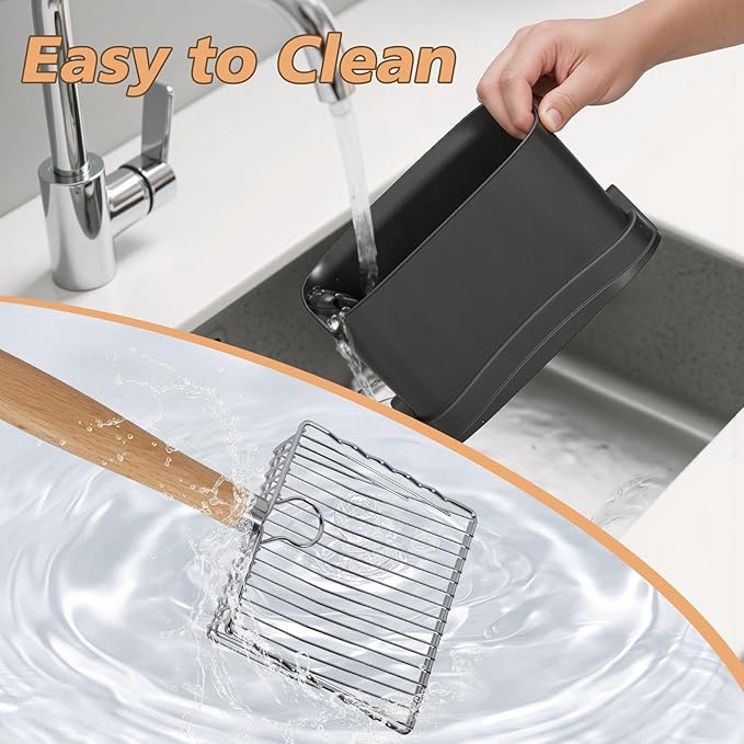 Metal Cat Litter Scoop with Holder, Poop Scooper with Stand and 2 Rolls of - Image 6