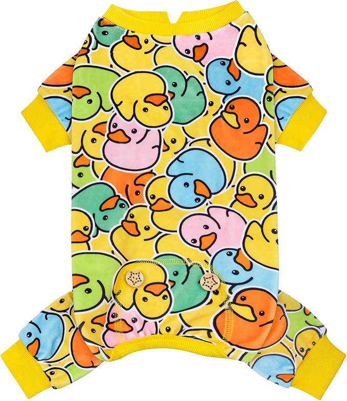 KYEESE Dog Pajamas Colorful Duck Printing Dog Onesie Comfy Dogs Clothes Velvet by KYEESE