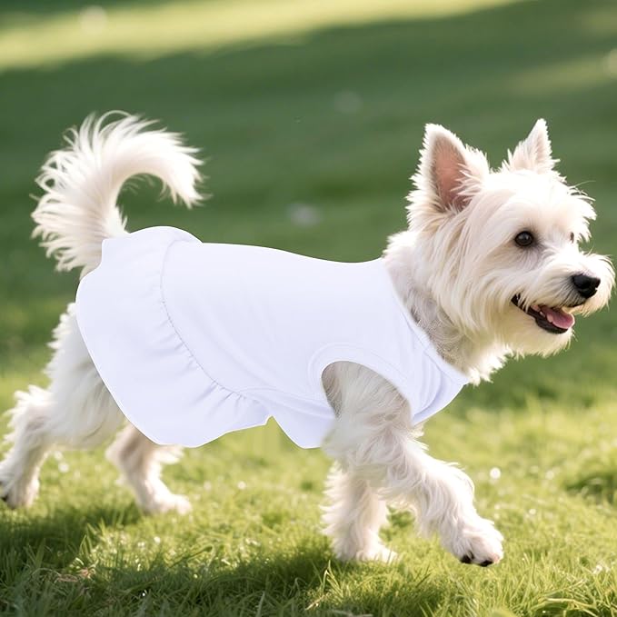 2 Pcs Dog Dresses Cat Skirt Solid Color Dog Clothes Summer Sleeveless Puppy - Image 5