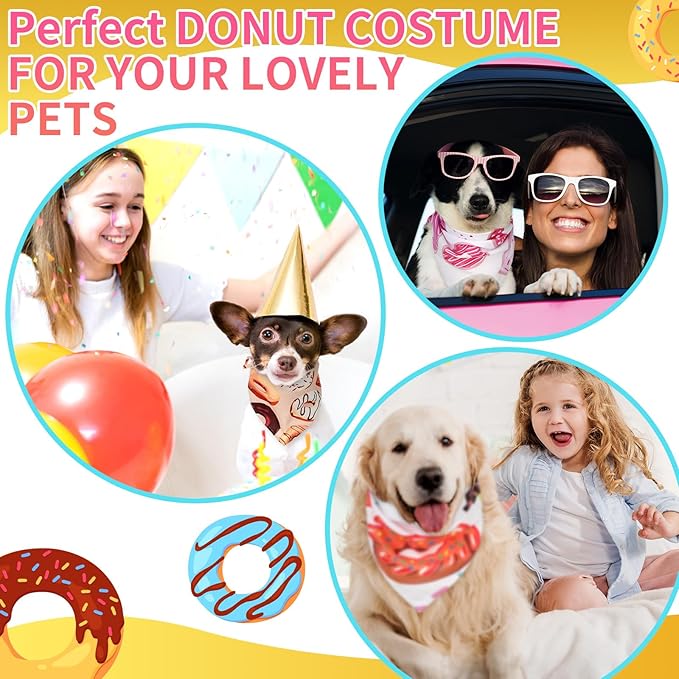 Huhumy 150 Pcs Donut Dog Bandanas Bulk Pet Bibs Colorful Triangle Scarf Donut - Image 6