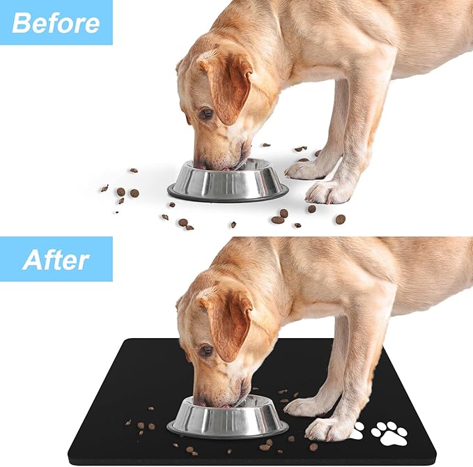 Rnivvi Dog Food Mat, Cute Anti-Slip Rubber Pet Feeding Rug Protect Floors - Image 6