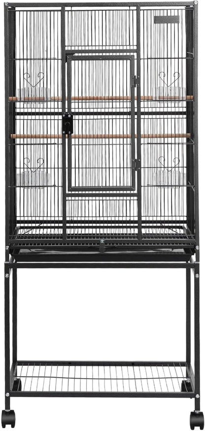 VEVOR Bird Cage, 24.6 x 16.7 x 53.9 inch, Flat Top, Wrought Iron Bird Flight - Image 9