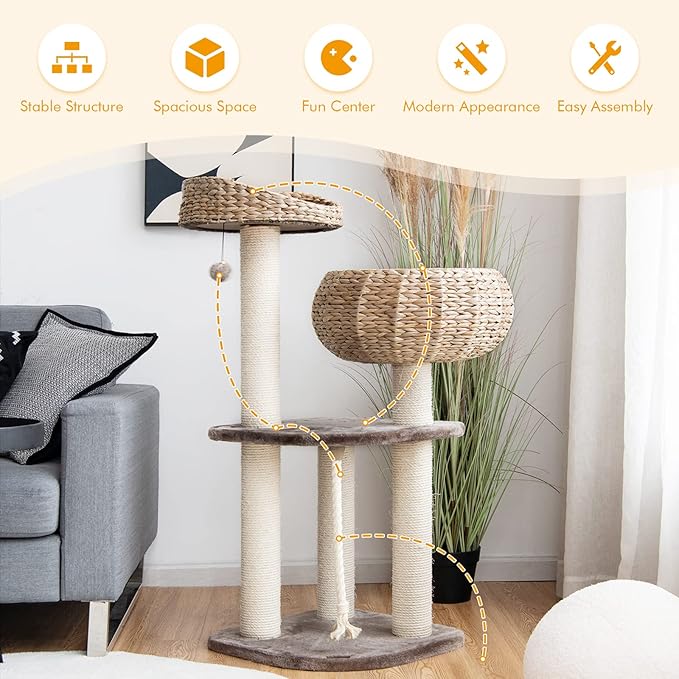 Tangkula Modern Cat Tree for Indoor Cats, Small/Tall Cat Tower - Image 7