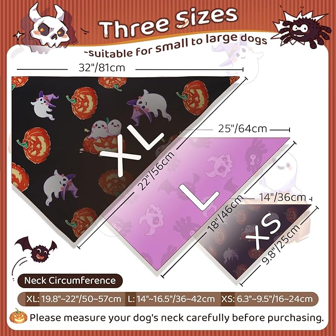 Halloween Dog Bandanas 2 Pack, Fall Dog Bandanas - Image 2