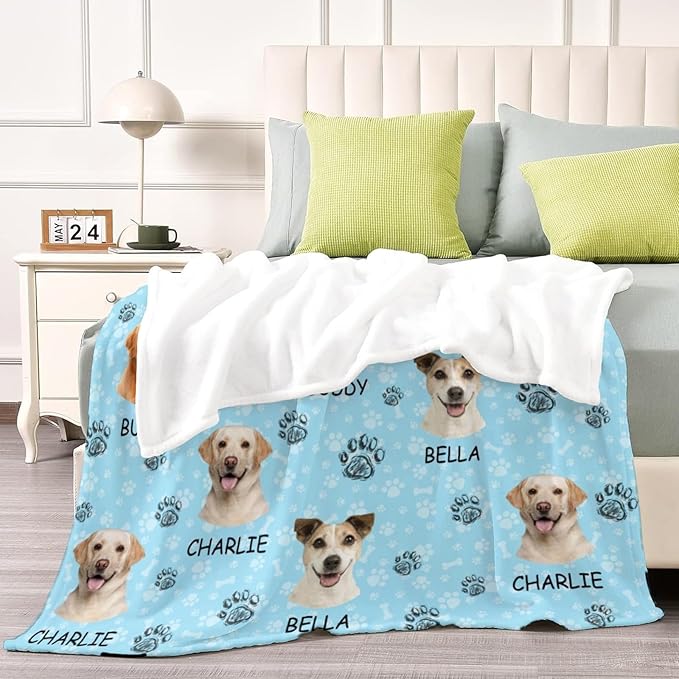 Personalized Dog Blankets with Name Photos, Custom Paw Print Blanket - Image 5