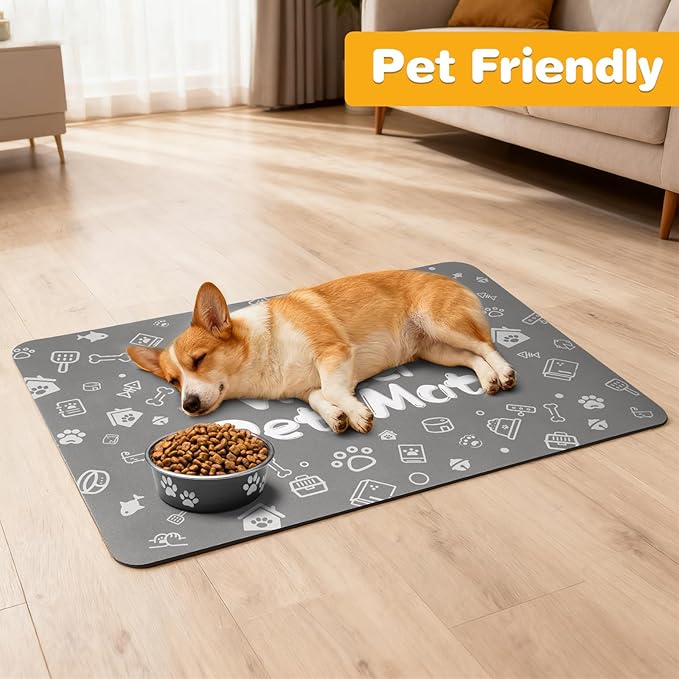 Pet Feeding Mat, Dog Cat Mat for Food and Water, Dog Bowl Waterproof Placemat - Image 6