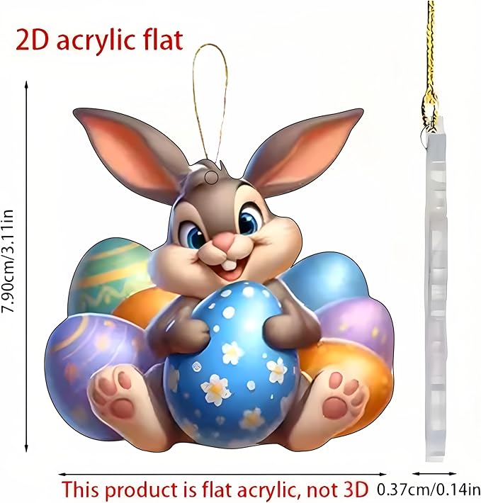 6 Pcs Easter Hanging Ornament Cartoon Cute Rabbit Designs Decoration DIY Crafts - Image 4