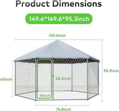 12x12 Outdoor Dog Kennel Outside Heavy Duty Dog Enclosure - Image 6