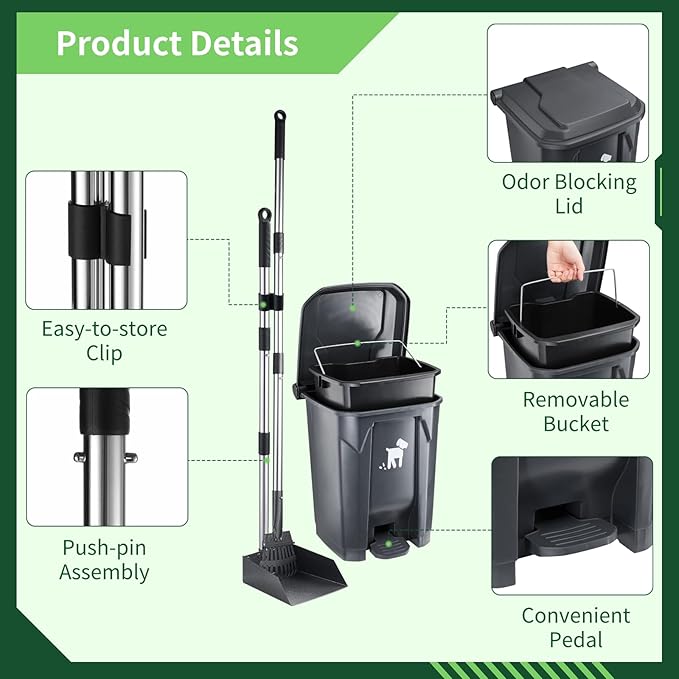 Dog Pooper Scooper, Dog Poop Trash Can Set - Image 6