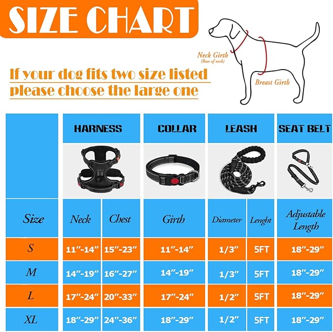 LOBEVE No Pull Dog Harness, Collar & Leash Set | Includes Dog Seat Belt - Image 3