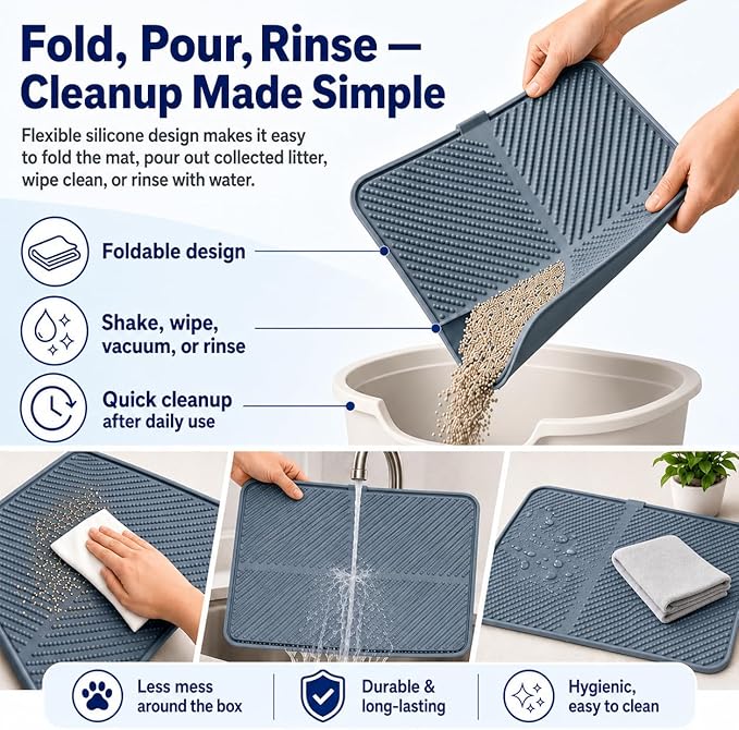 Silicone Cat Litter Mat 30" x 23", Large Cat Litter Mat - Image 6