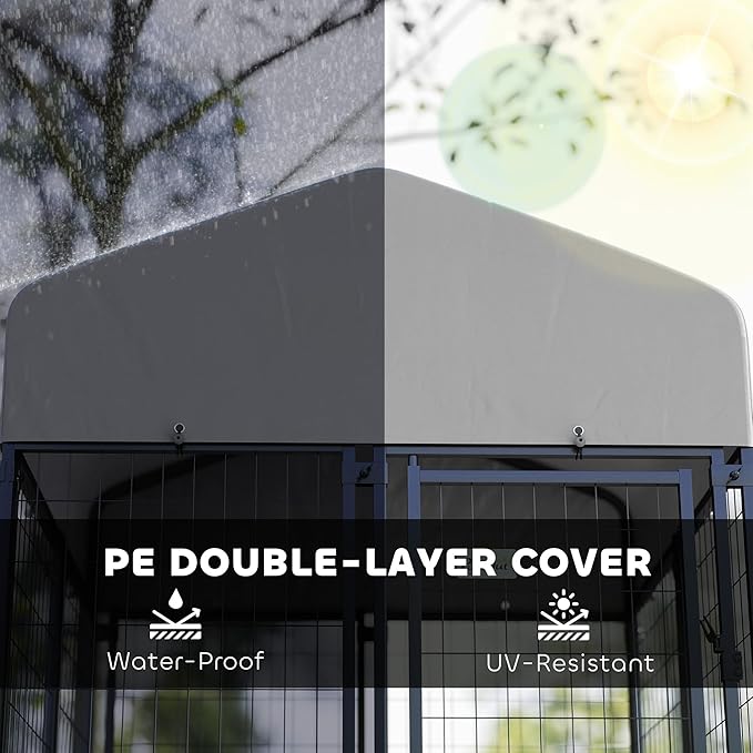 PawHut 4' x 4' x 4.5' Outdoor Dog Kennel, Welded Wire Dog Kennel Outside Run - Image 4
