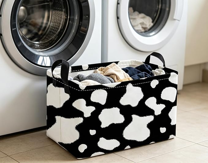 Essme Rectangular Cow Basket, Kids Storage Bins Organizer - Image 3