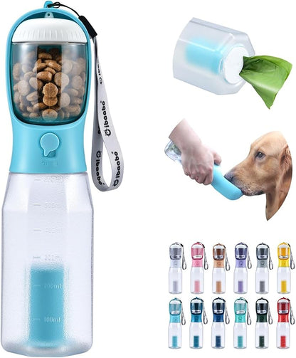 Cibaabo Dog Water Bottle with Food Container & Poop Bag Holder, Travel Water by Cibaabo