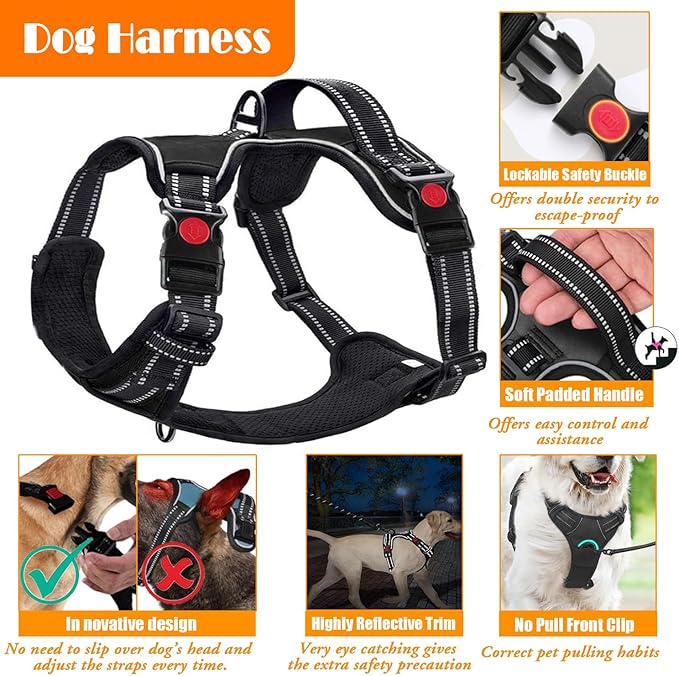 LOBEVE No Pull Dog Harness, Collar & Leash Set | Includes Dog Seat Belt - Image 4
