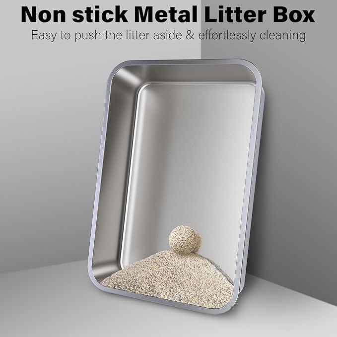 Stainless Steel Litter Box 2 Pack, 23.6" X 15.7" X 6" Steel Litter Box XL No - Image 4