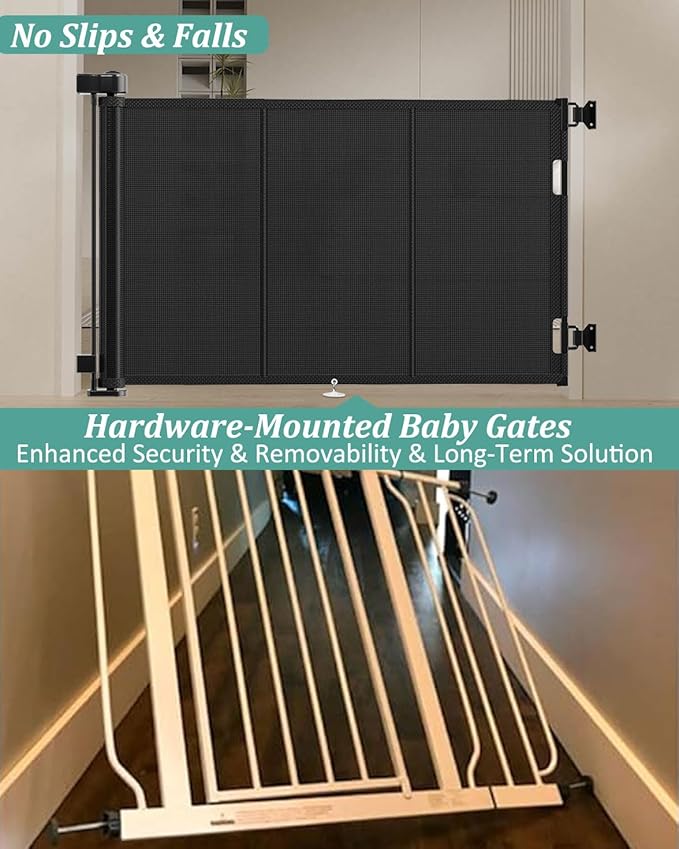 Miumoon 71 inch Retractable Baby Gates 34 inch Tall, Retractable Gate - Image 3