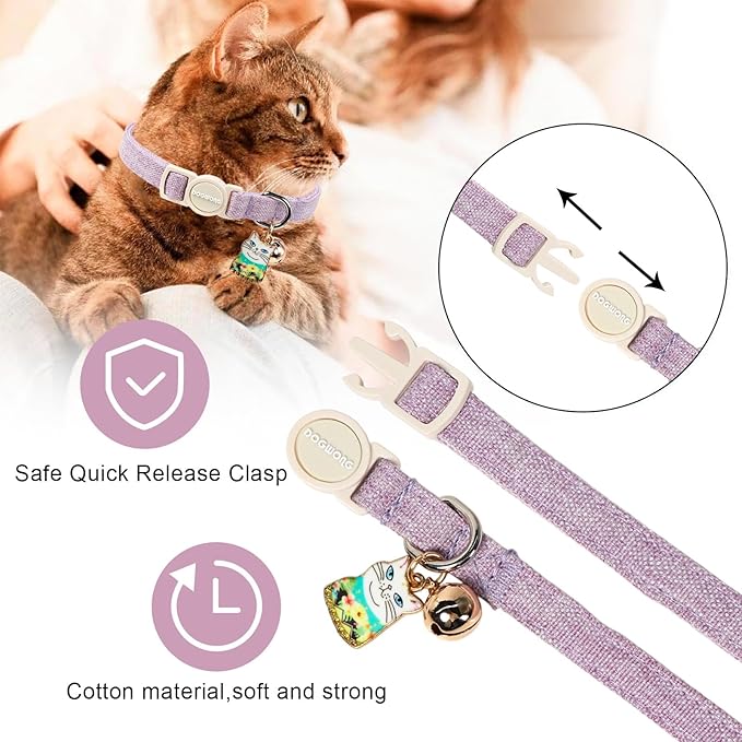 2 Pack Pink Purple Cat Collars Breakaway - Image 3