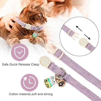 2 Pack Pink Purple Cat Collars Breakaway - Image 3