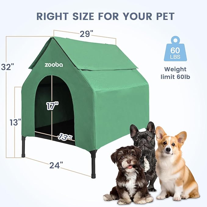 Zooba 29" 2-in-1 Dog House for Medium Dogs, Elevted Dog House Outdoor/Indoor - Image 3