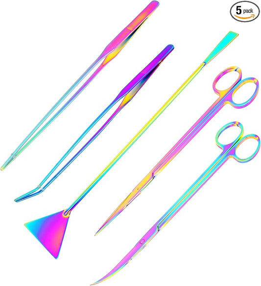 Mandala Crafts Rainbow Stainless Steel Aquascaping Tools Kit – Aquarium Plant by MandalaCrafts