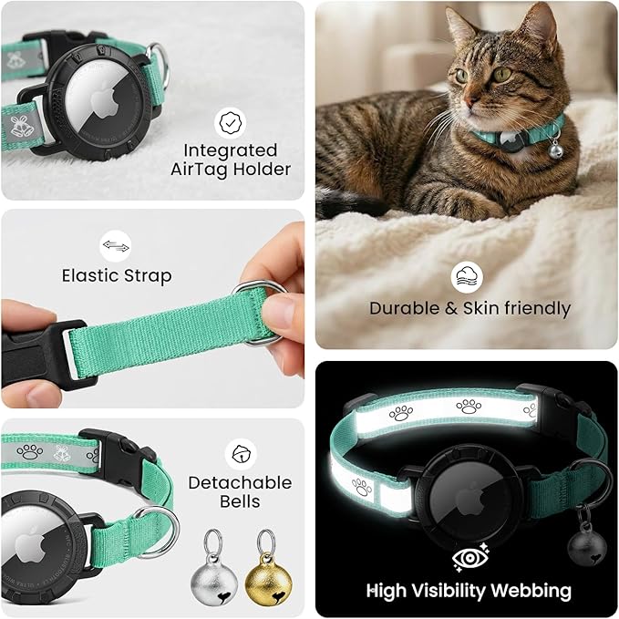 Reflective AirTag Cat Collar, Integrated Cat Tracker Collar - Image 6