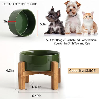 Petygooing Rust Green Elevated/Raised Ceramic Dog Bowl - Image 3