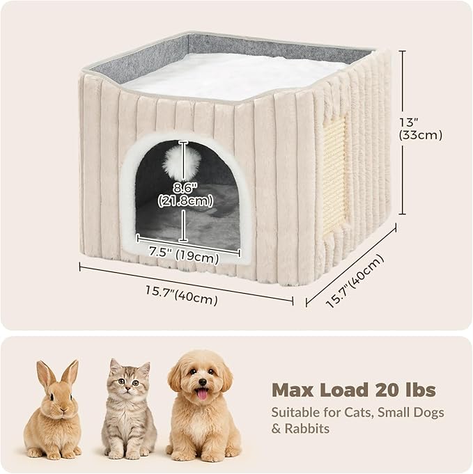 Avont Cat Houses for Indoor Cats, Foldable 3-in-1 Cat Cave Bed - Image 8