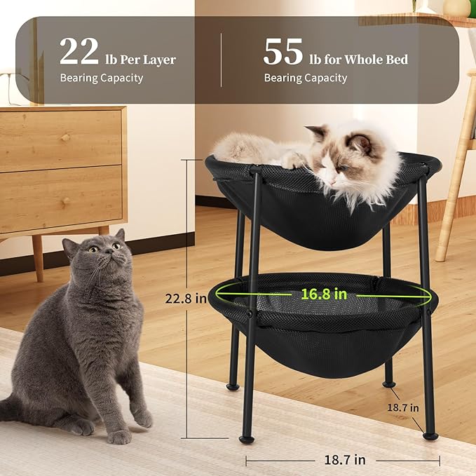 JUNSPOW Double Cat Bed Black, Breathable Pet Bed - Image 5
