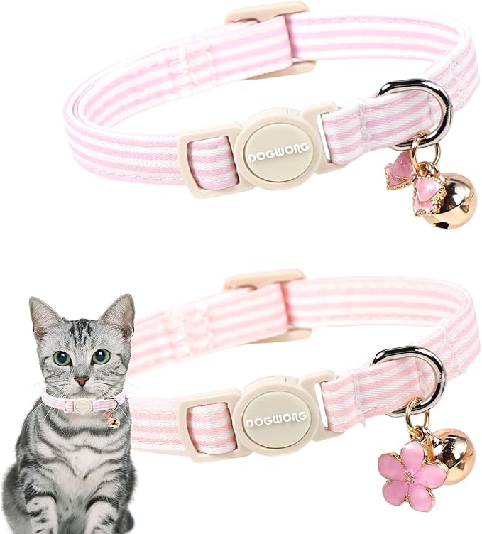 2 Pack Pink Purple Cat Collars Breakaway by DOGWONG