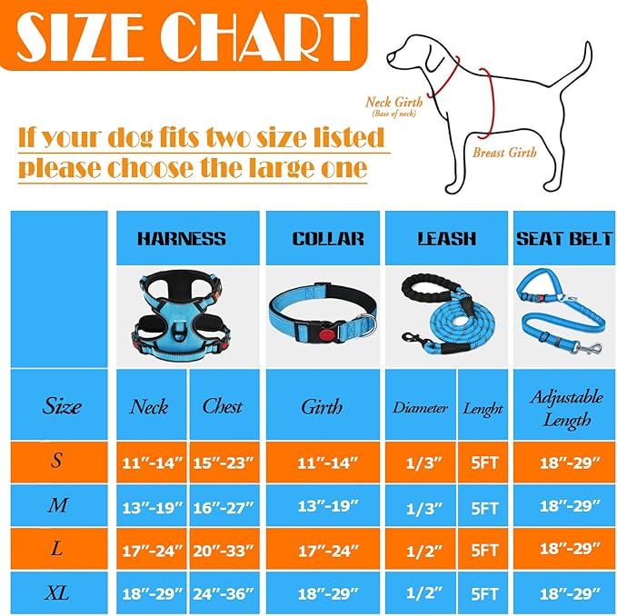 LOBEVE No Pull Dog Harness, Collar & Leash Set | Includes Dog Seat Belt - Image 3