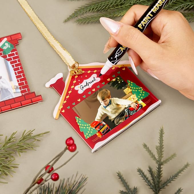 UNIQOOO 2025 Mantel House Christmas Acrylic Picture Frame Ornaments - Image 6