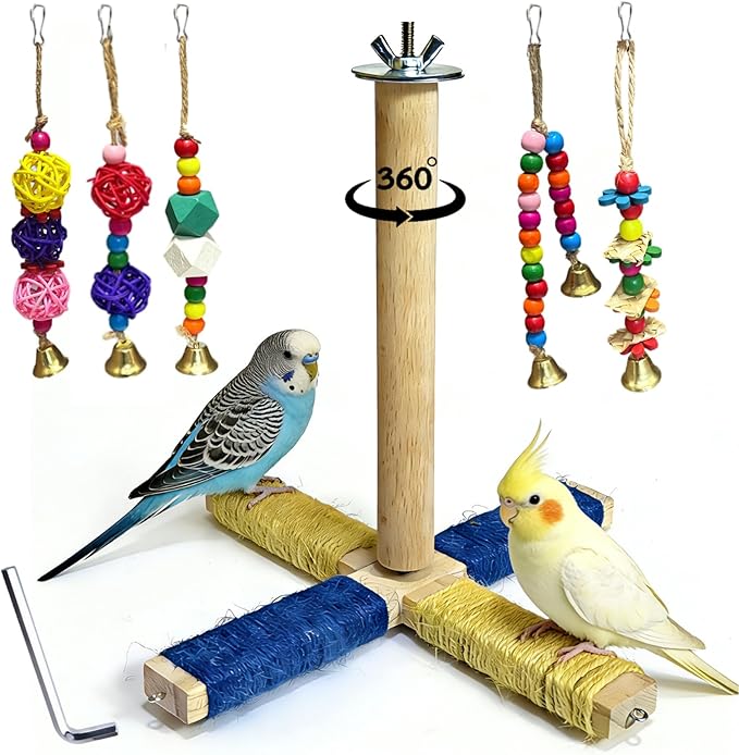 360° Rotating Bird Perch Stand by PINEPOP