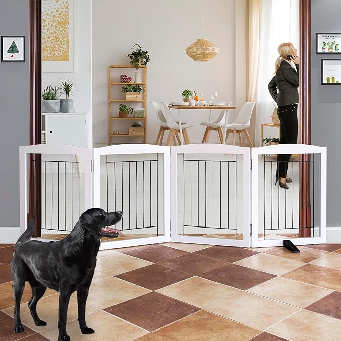 ZJSF Freestanding Dog Fence Indoor, Foldable Dog Gate by ZJSF