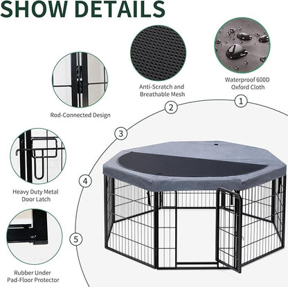 PETIME Dog Playpen, Metal Exercise Puppy Pen Heavy Duty Kennels Yard Fence - Image 2