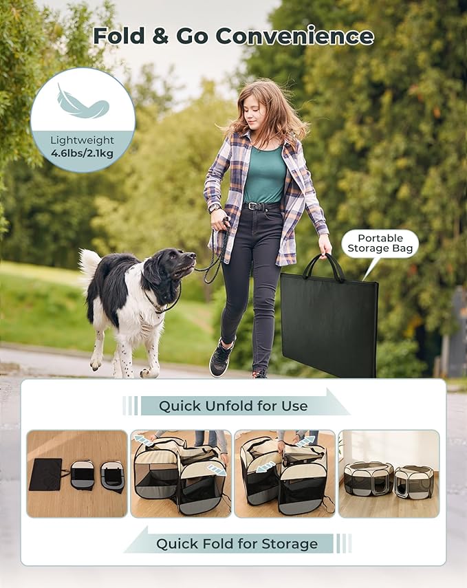 Cat Playpen, 2-Room Foldable Dog Playpen - Image 6