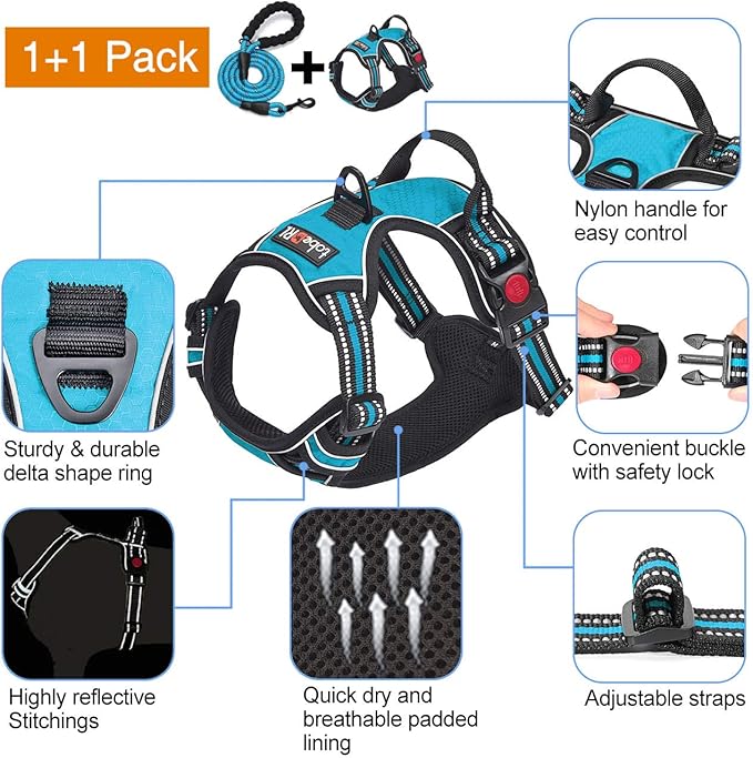 tobeDRI No Pull Dog Harness Adjustable Reflective Oxford Easy Control Medium - Image 3