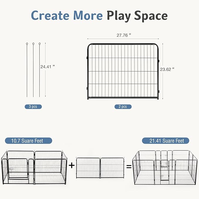 DUMOS Dog Playpen Indoor, Metal 24 Inch 2 Panels Foldable Pet Fence - Image 5