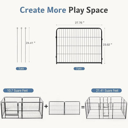 DUMOS Dog Playpen Indoor, Metal 24 Inch 2 Panels Foldable Pet Fence - Image 5